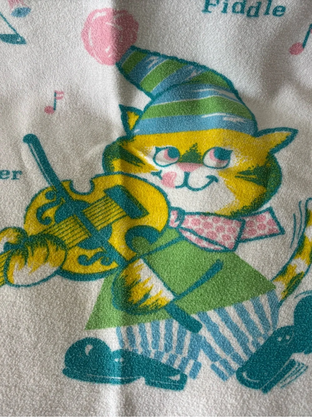 Vintage Nursery Rhyme Satin Trim Baby Blanket 44”x36”MCM